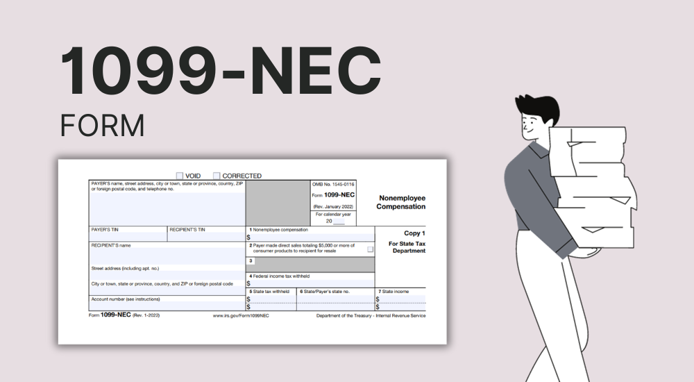 A blank template of the 1099-NEC form for 2023